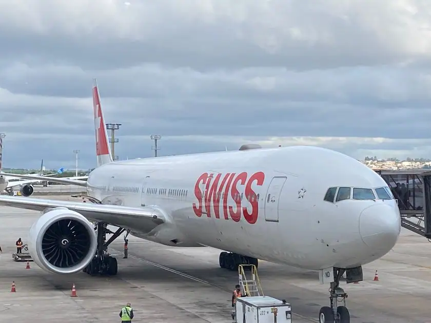 Eine weitere Schönheit: 777-300 von der Swiss in Sao Paolo