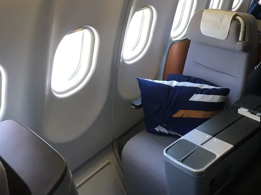 Fensterplatz in der Lufthansa Business Class im A 340