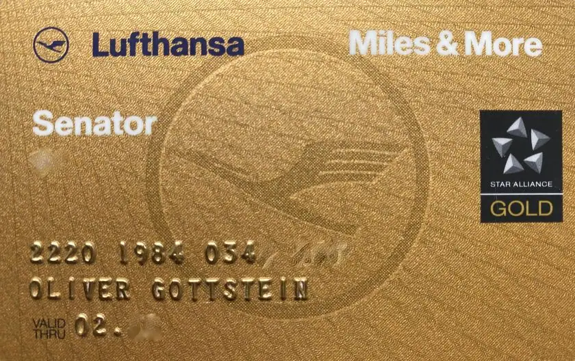 Die Miles & More Senator Kundenkarte von Oliver Gottstein mit Star Alliance Gold